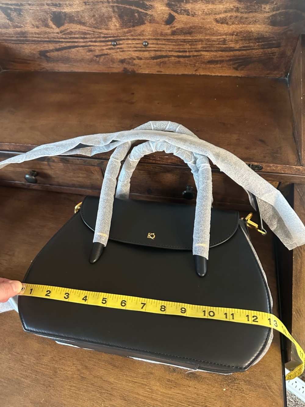 Donna Karan NWT Black BelleRose Leather Flap Satchel Crossbody Bag - Picture 10 of 11